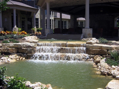 Outdoor garden feature with water fountain